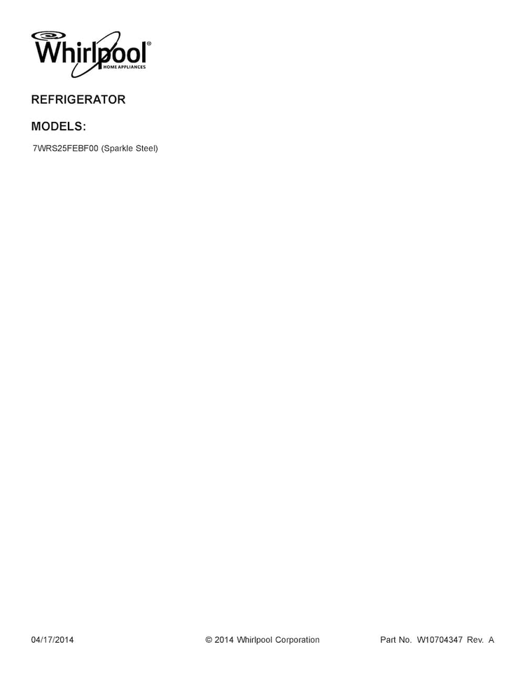 Cover Sheet Diagram and Parts List for 7WRS25FEBF00  Whirlpool Refrigerator