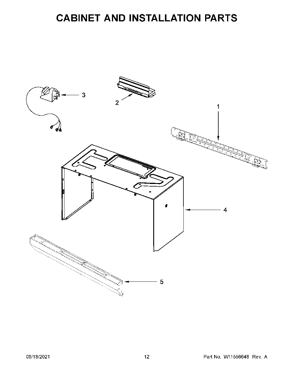 07 - Cabinet And Installation Parts Diagram and Parts List for WMH32519HZ7  Whirlpool Microwave