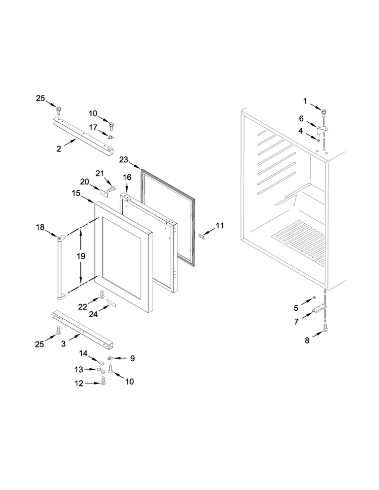 Door Parts Diagram and Parts List for KURR304ESS00  KitchenAid Refrigerator