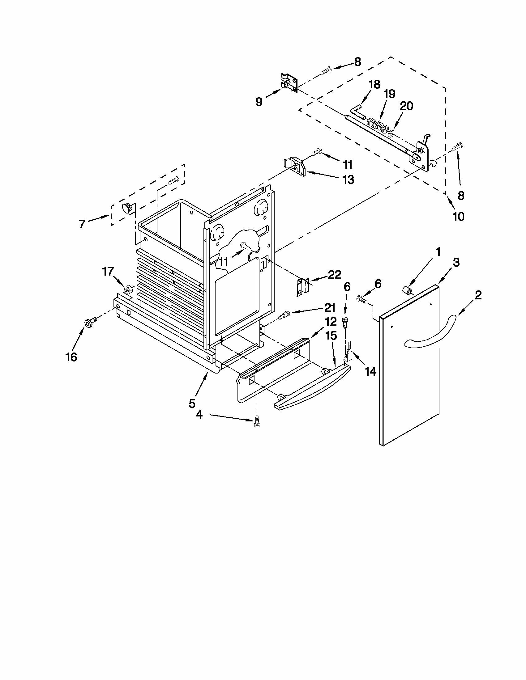 Container Parts Diagram and Parts List for 66513633102  Kenmore Trash Compactor