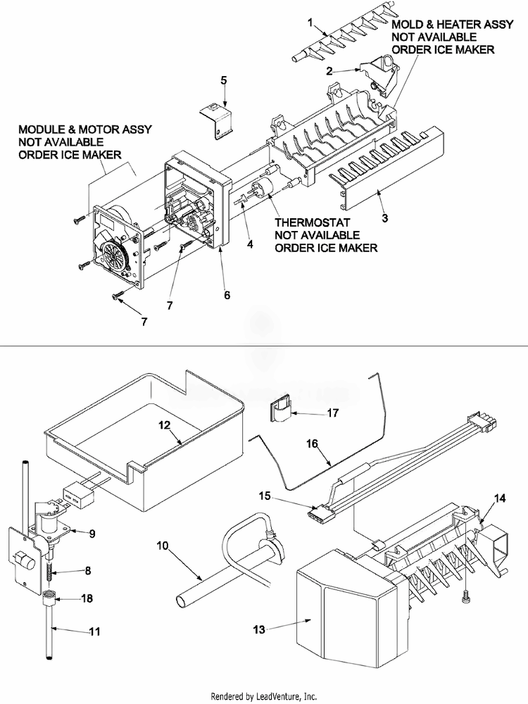 Ice Maker Diagram and Parts List for ABR2037FES  Whirlpool Refrigerator