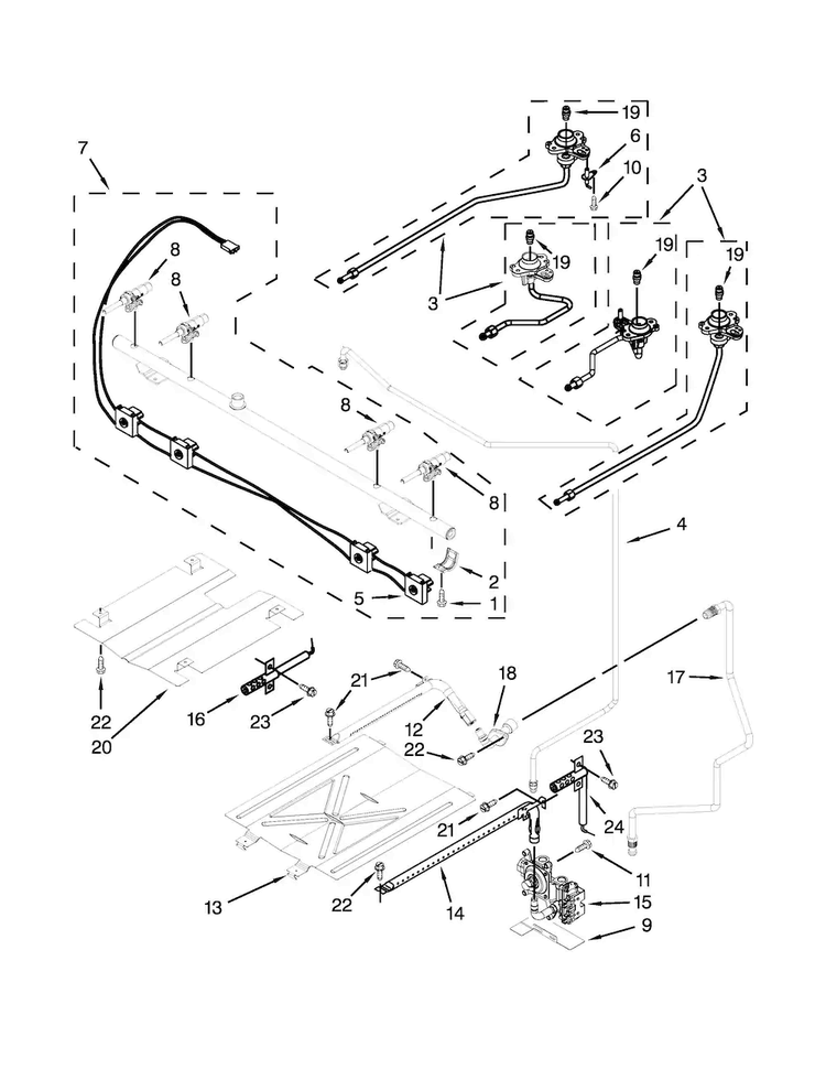 Manifold Parts Diagram and Parts List for WFG520S0AS2  Whirlpool Range