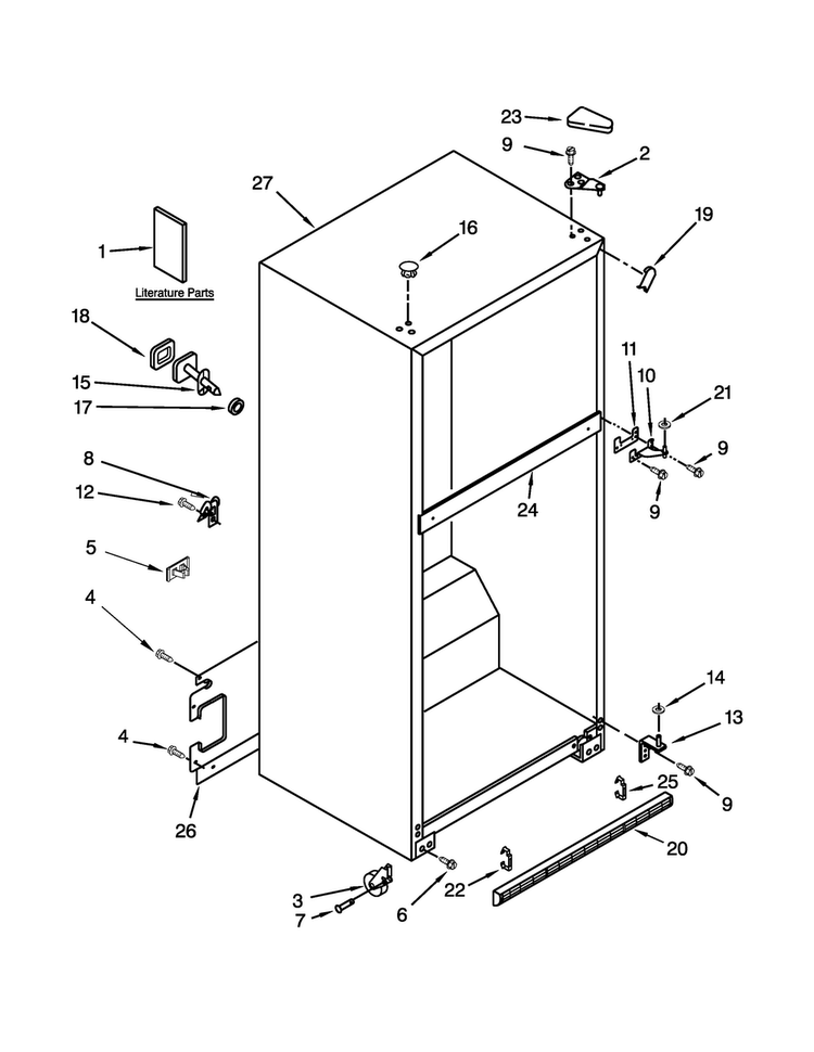 Cabinet Parts Diagram and Parts List for 10661109111  Kenmore Refrigerator