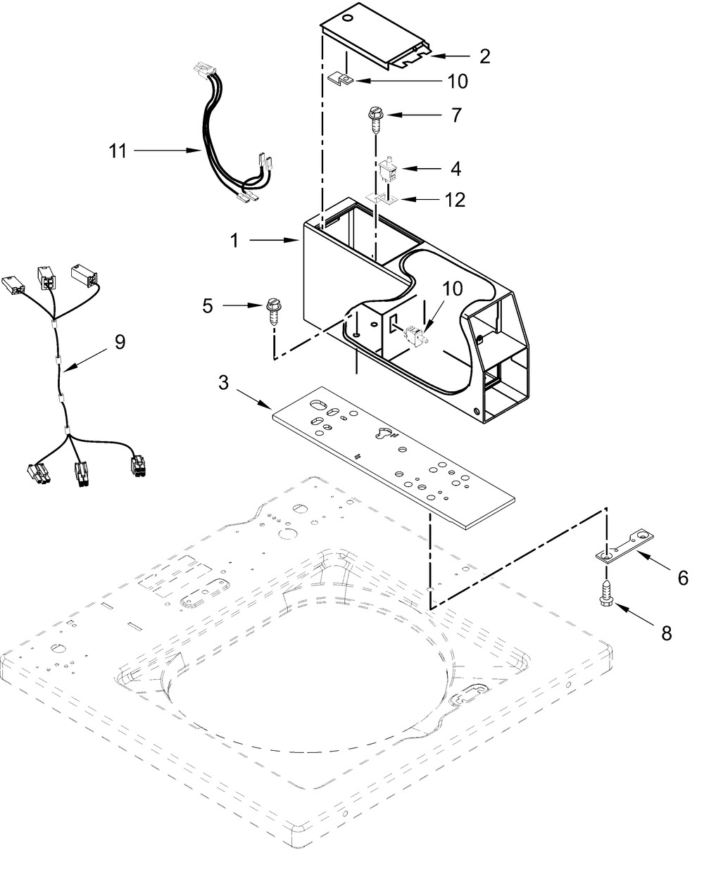 Meter Case Parts Diagram and Parts List for MAT24PDAGW0  Whirlpool Washer