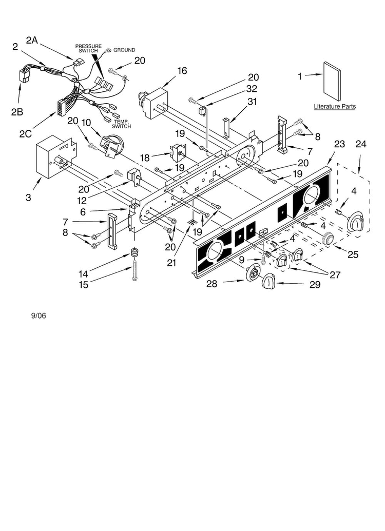 Washer/dryer Control Panel Parts Diagram and Parts List for 1101820296  Kenmore Washer Dryer Combo