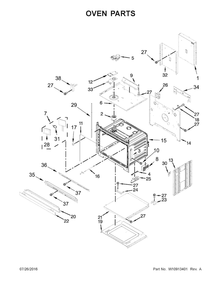 Oven Parts Diagram and Parts List for KODE507EWH02  KitchenAid Wall Oven
