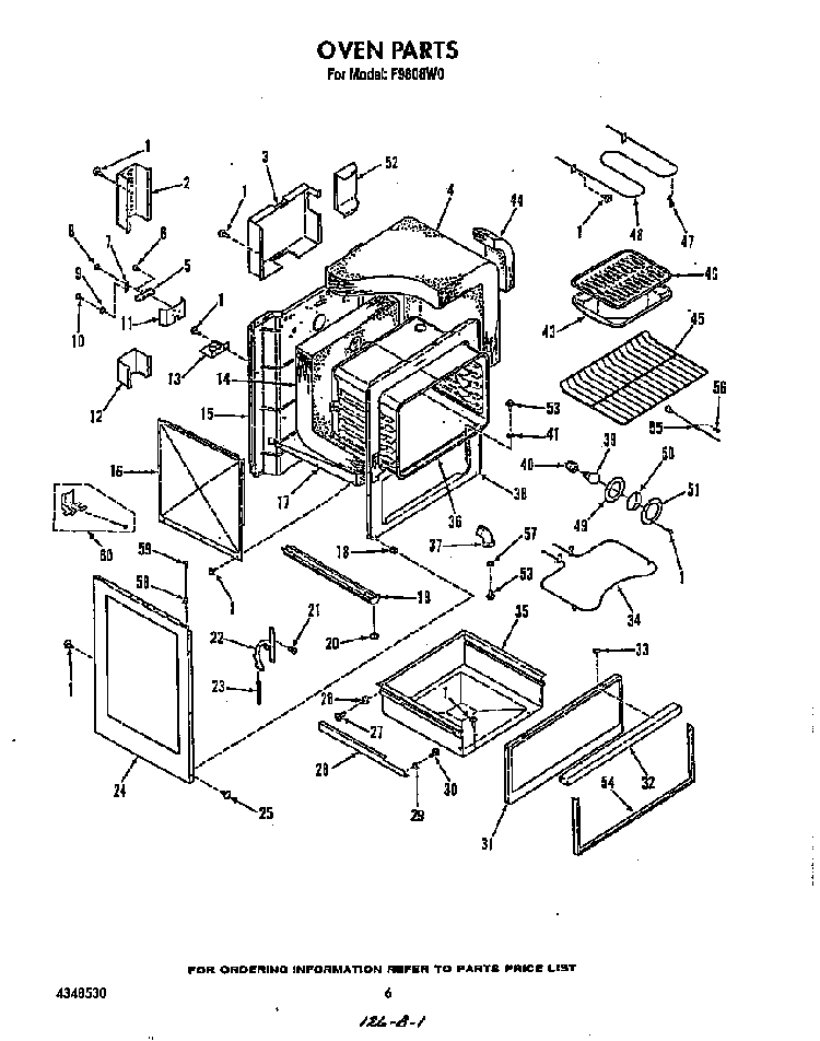 Oven Diagram and Parts List for F9808*0  Roper Range