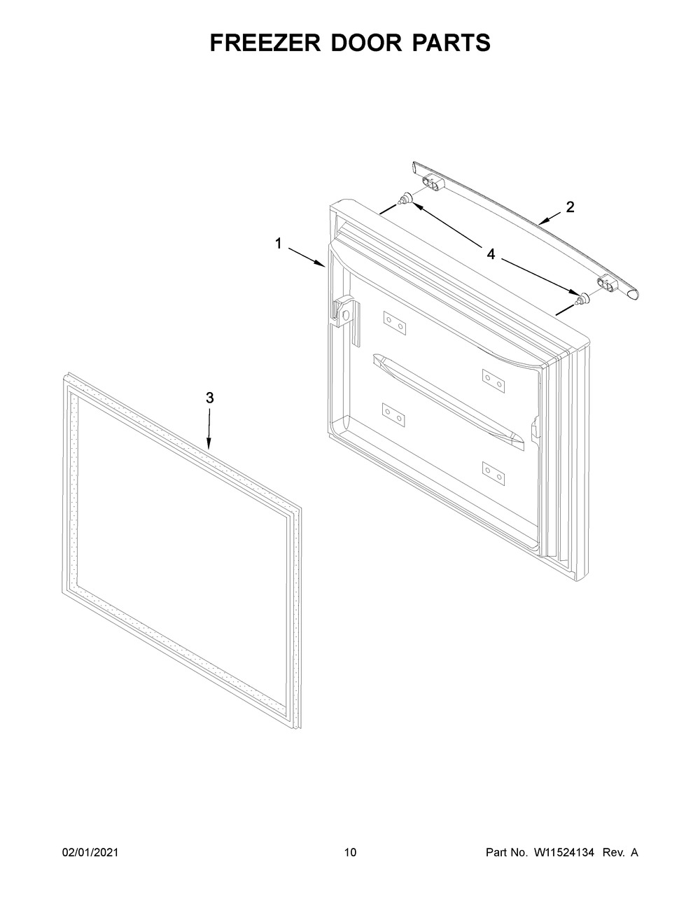 Freezer Door Parts Diagram and Parts List for JFC2290REM03  Whirlpool Refrigerator