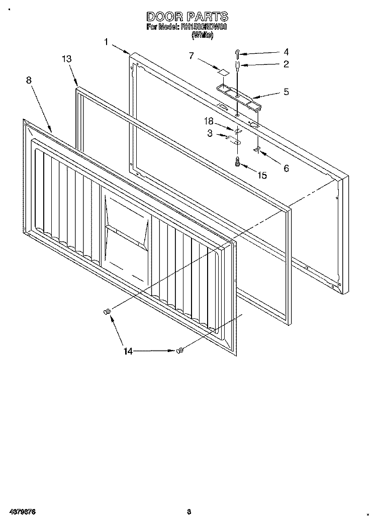 SECTION Diagram and Parts List for RH1500RDW00  Roper Freezer