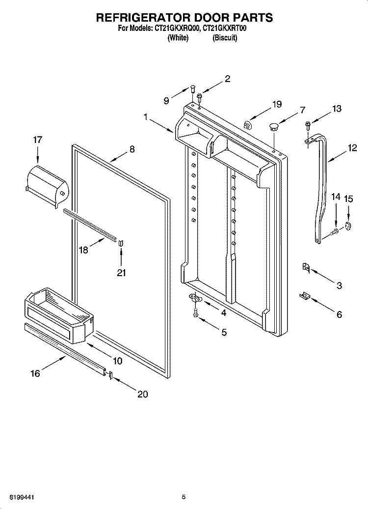 REFRIGERATOR DOOR PARTS Diagram and Parts List for CT21GKXRQ00  Crosley Refrigerator