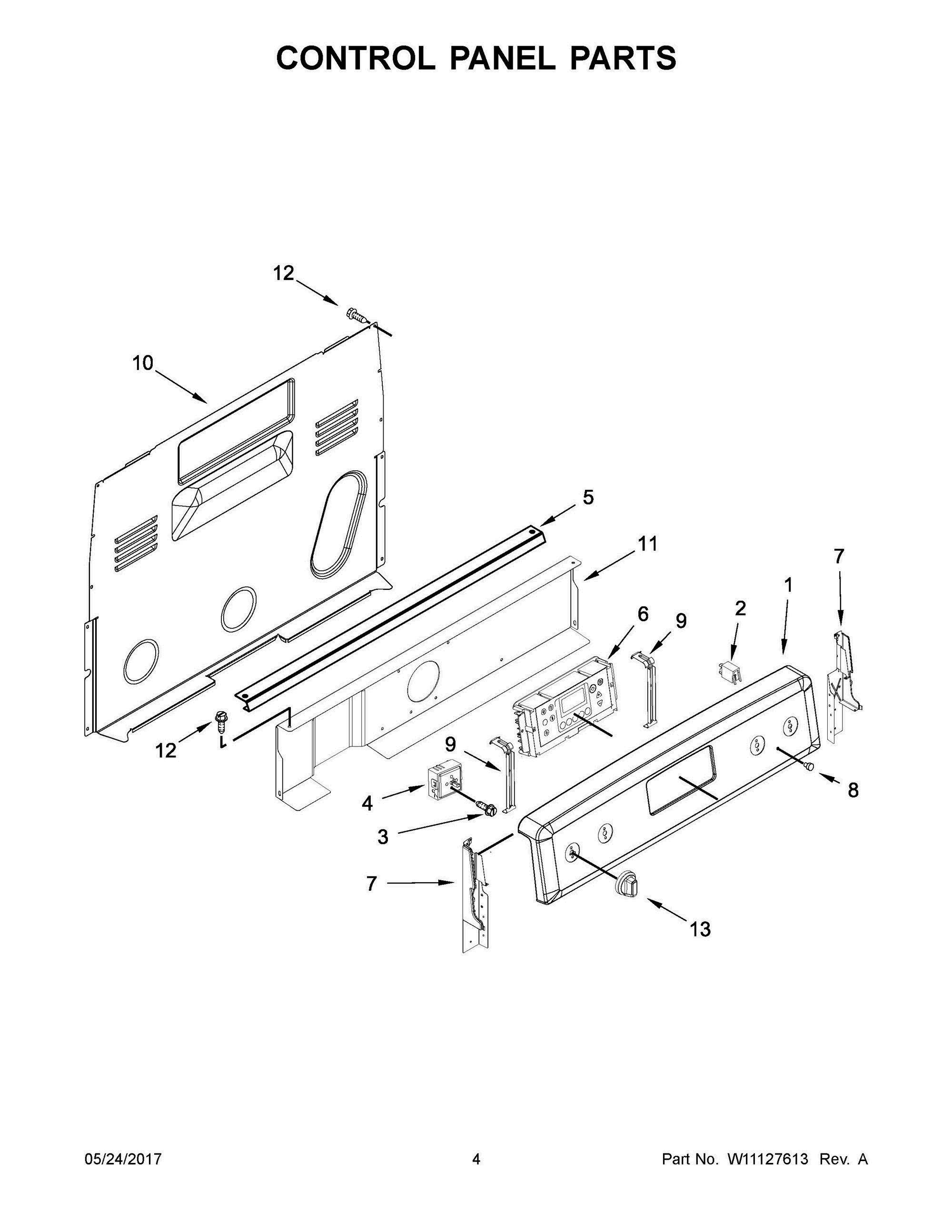 03 - CONTROL PANEL PARTS Diagram and Parts List for YMER8650FZ1  Whirlpool Range