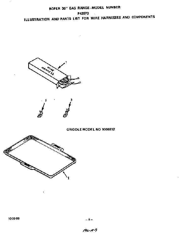 Wire Harness And Components Diagram and Parts List for F4357*0  Roper Range
