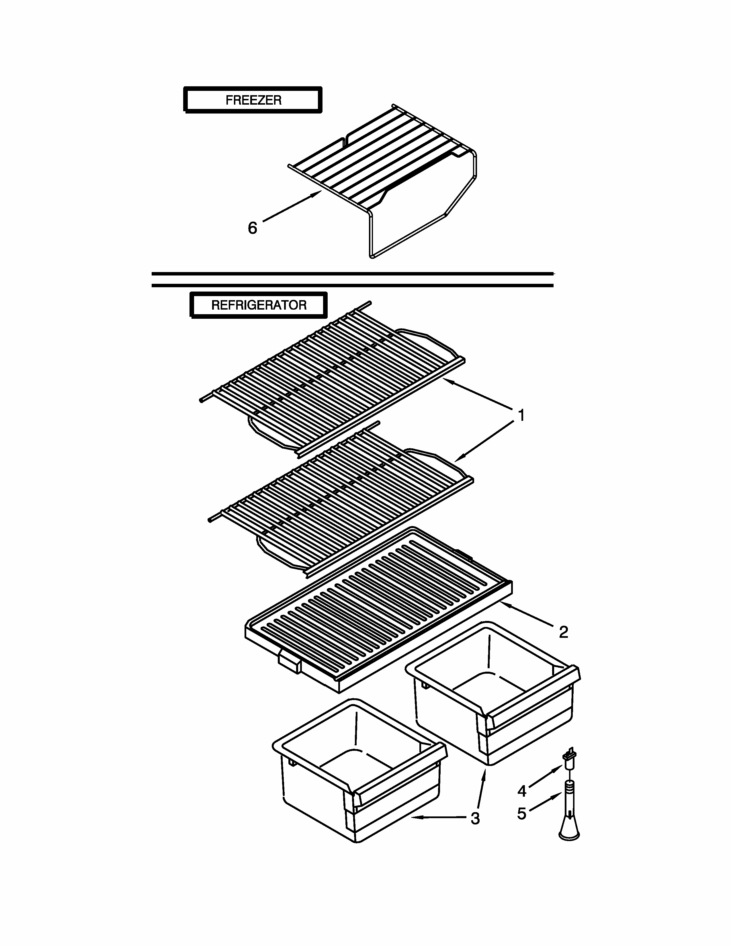 Shelf Parts Diagram and Parts List for ST14CKXSQ03  Whirlpool Refrigerator