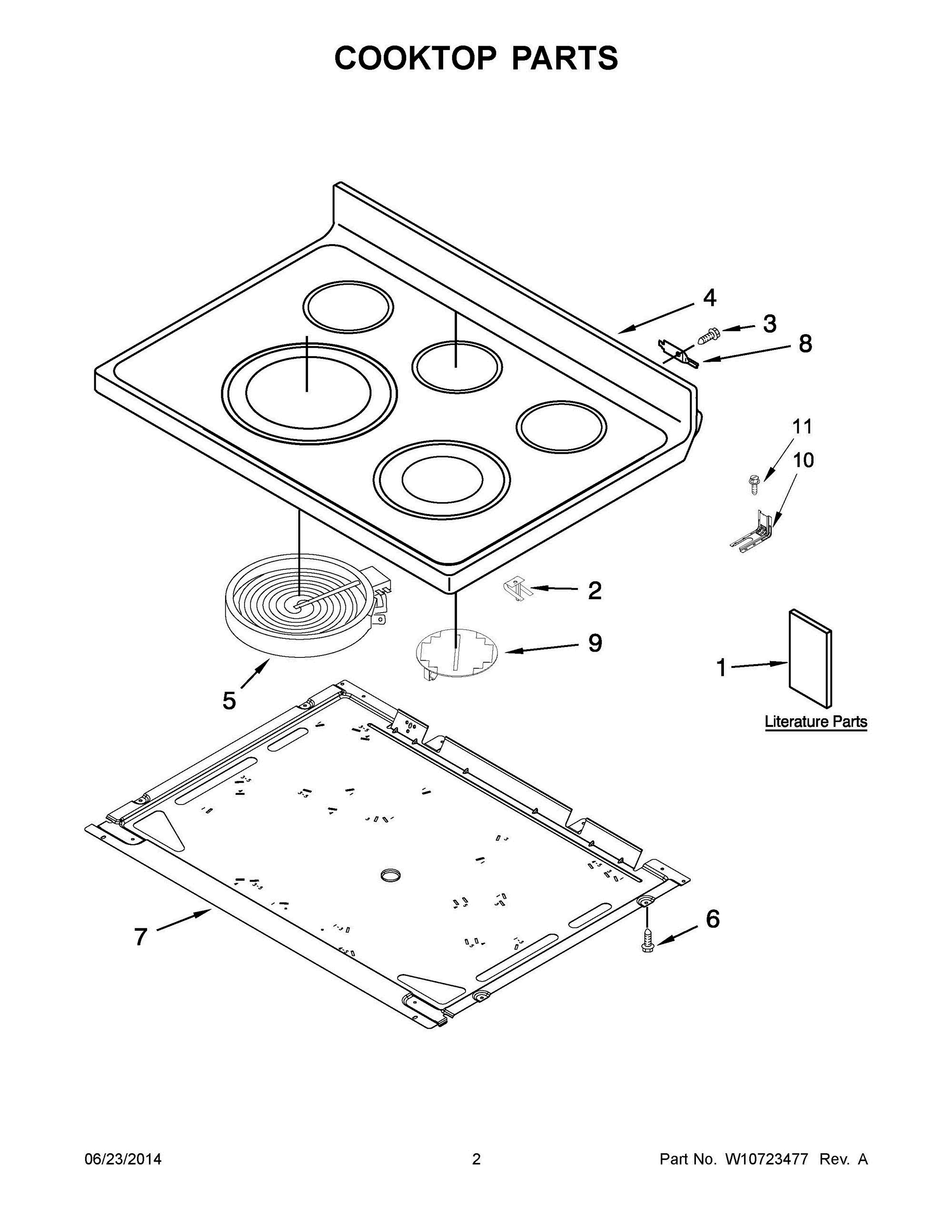 02 - COOKTOP PARTS Diagram and Parts List for YWFE540H0BS1  Whirlpool Range