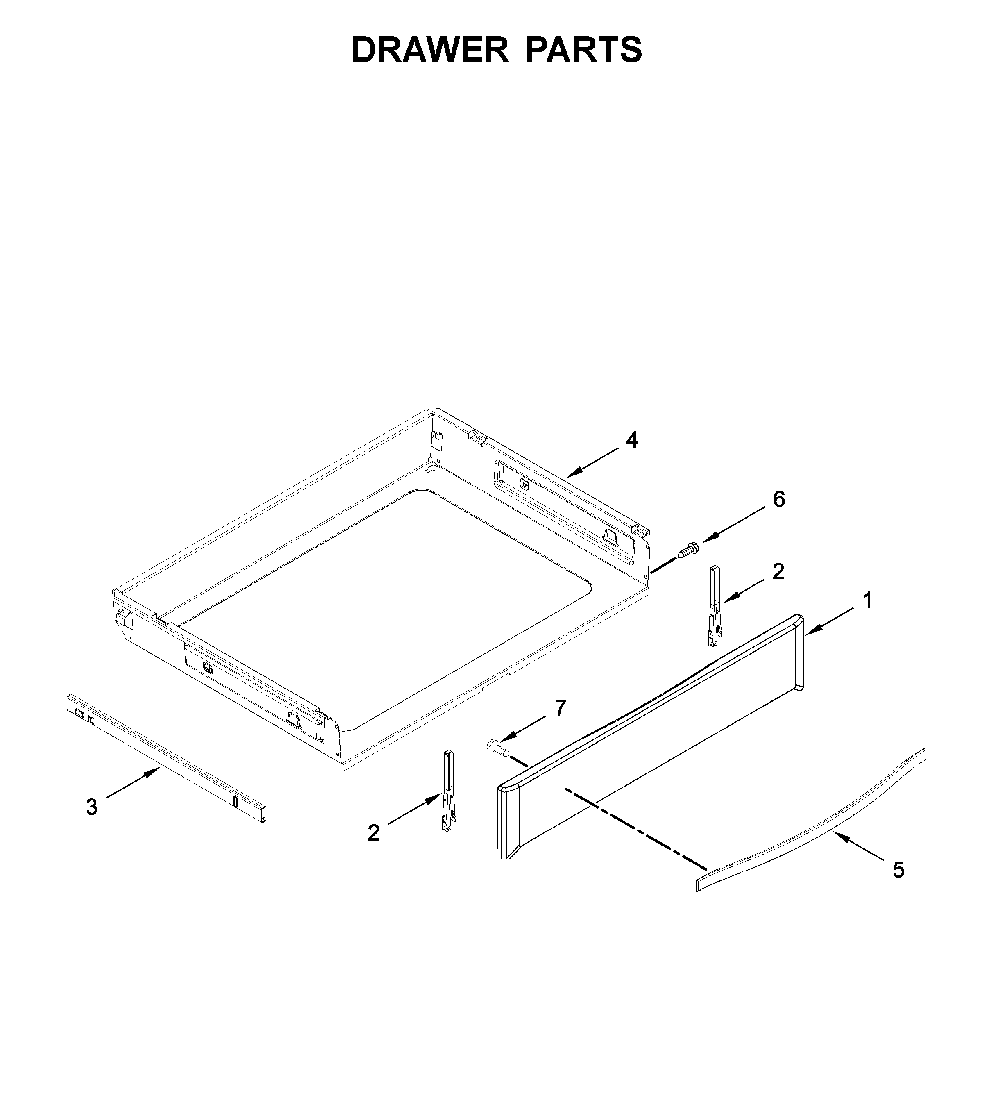 Drawer parts Diagram and Parts List for 66475123611  Kenmore Range