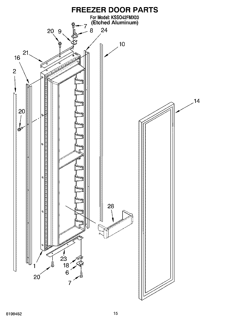 FREEZER DOOR PARTS Diagram and Parts List for KSSO42FMX00  KitchenAid Refrigerator
