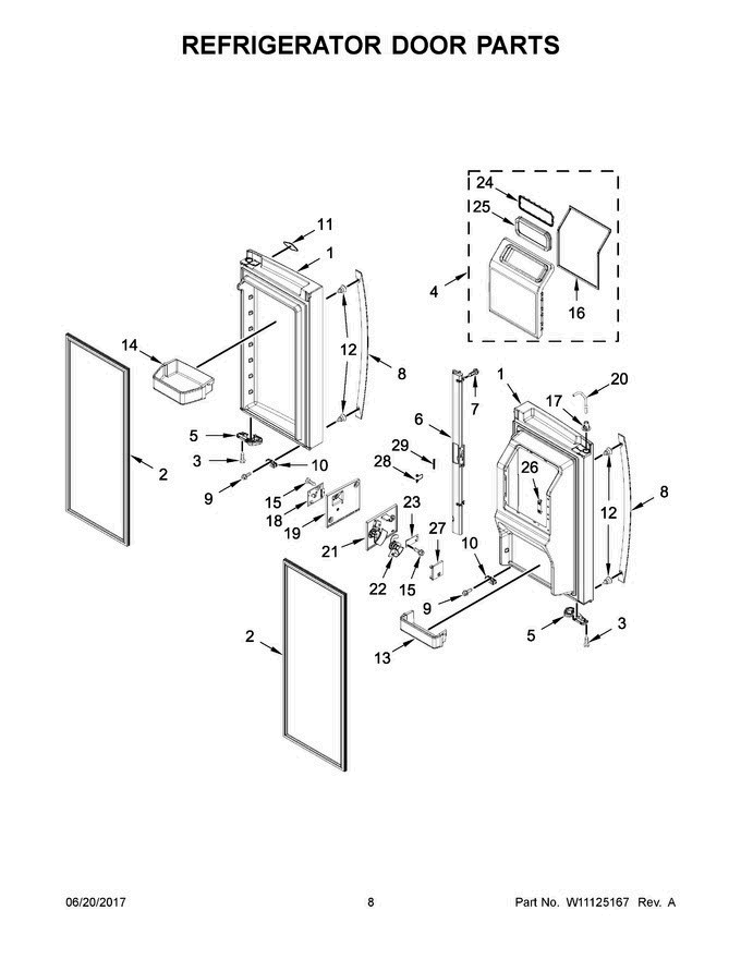 05 - Refrigerator Door Parts Diagram and Parts List for WRX986SIHZ00  Whirlpool Refrigerator