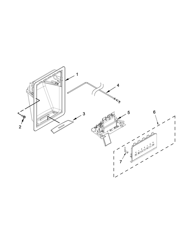Dispenser Parts Diagram and Parts List for KSF22C4CYY01  KitchenAid Refrigerator