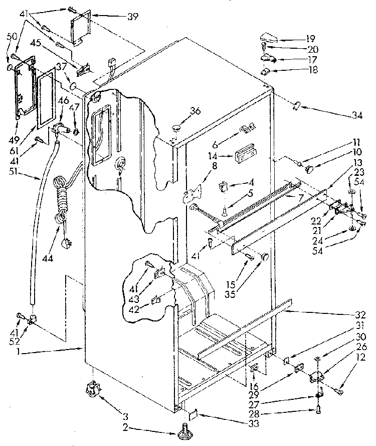 Cabinet Diagram and Parts List for ET18JKXSN09  Whirlpool Refrigerator