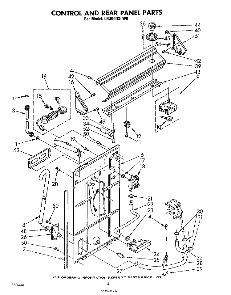 CONTROL AND REAR PANEL Diagram and Parts List for LB3000XLW0  Whirlpool Washer