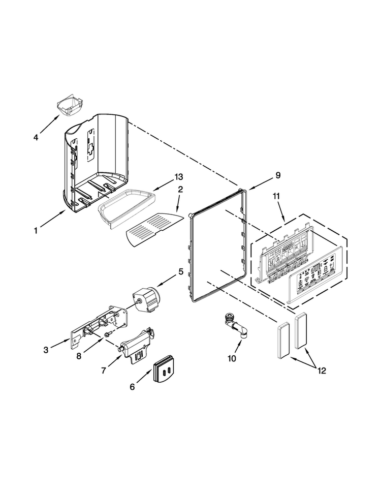 Dispenser Parts Diagram and Parts List for BRS80ARANA02  Whirlpool Refrigerator