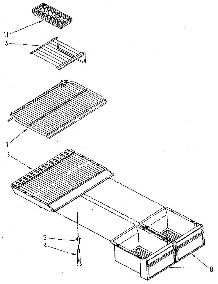 Shelf Diagram and Parts List for ET18JKXSM04  Whirlpool Refrigerator
