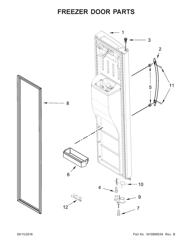 Freezer Door Parts Diagram and Parts List for 10651769511  Kenmore Refrigerator