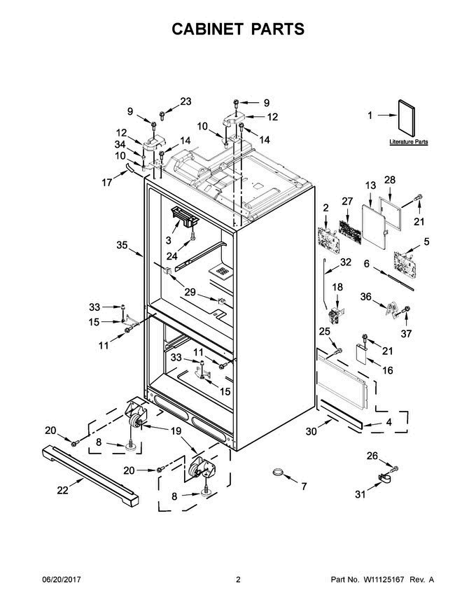 02 - Cabinet Parts Diagram and Parts List for WRX986SIHZ00  Whirlpool Refrigerator