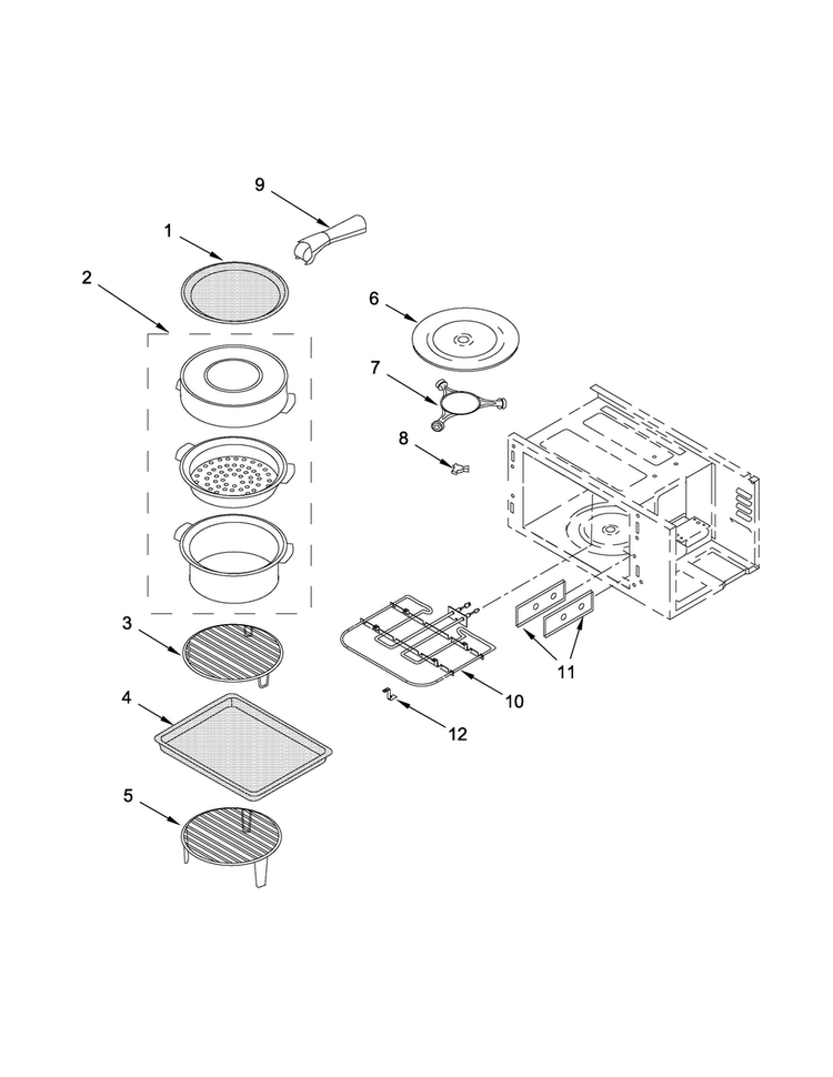 Internal Microwave Parts Diagram and Parts List for KMBP100ESS00  KitchenAid Microwave