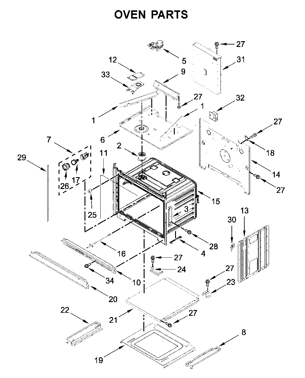 Oven parts Diagram and Parts List for WOC54EC7HW04  Whirlpool Microwave