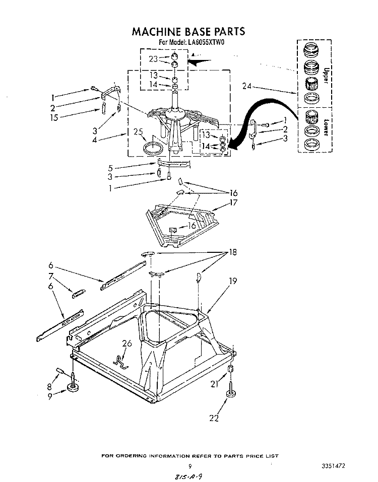 MACHINE BASE Diagram and Parts List for LA6055XTF0  Whirlpool Washer