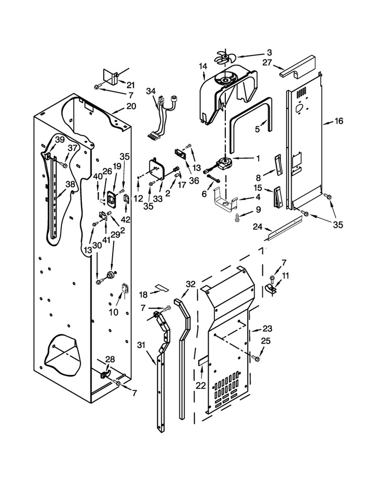 Freezer Liner And Air Flow Parts Diagram and Parts List for KBSD606ESS00  KitchenAid Refrigerator