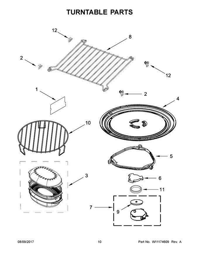 06 - Turntable Parts Diagram and Parts List for YWMHA9019HZ0  Whirlpool Microwave Oven Combo