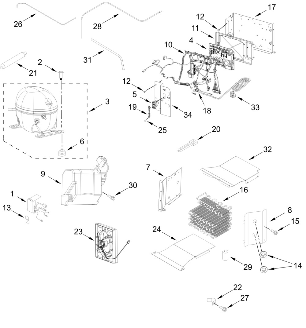 Upper Unit Parts Diagram and Parts List for JBSFS42NMX25  Whirlpool Refrigerator
