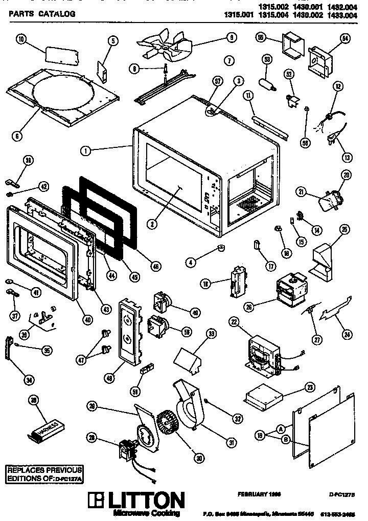 01 - Page 1 Diagram and Parts List for 1315002  Whirlpool Microwave