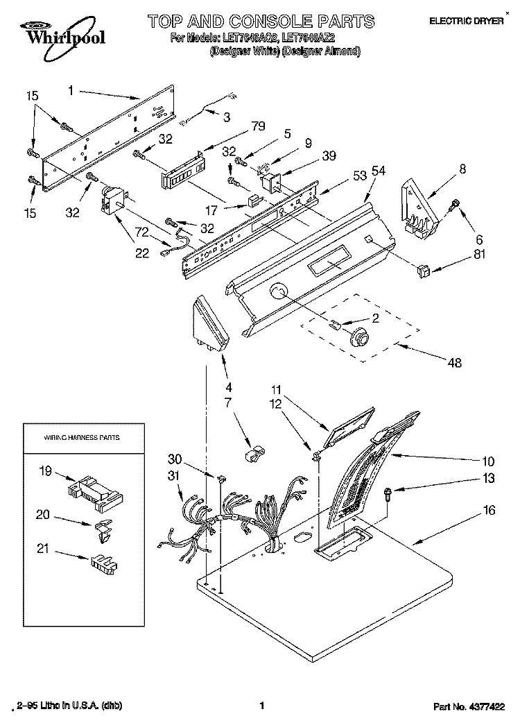 SECTION Diagram and Parts List for LET7646AQ2  Whirlpool Dryer
