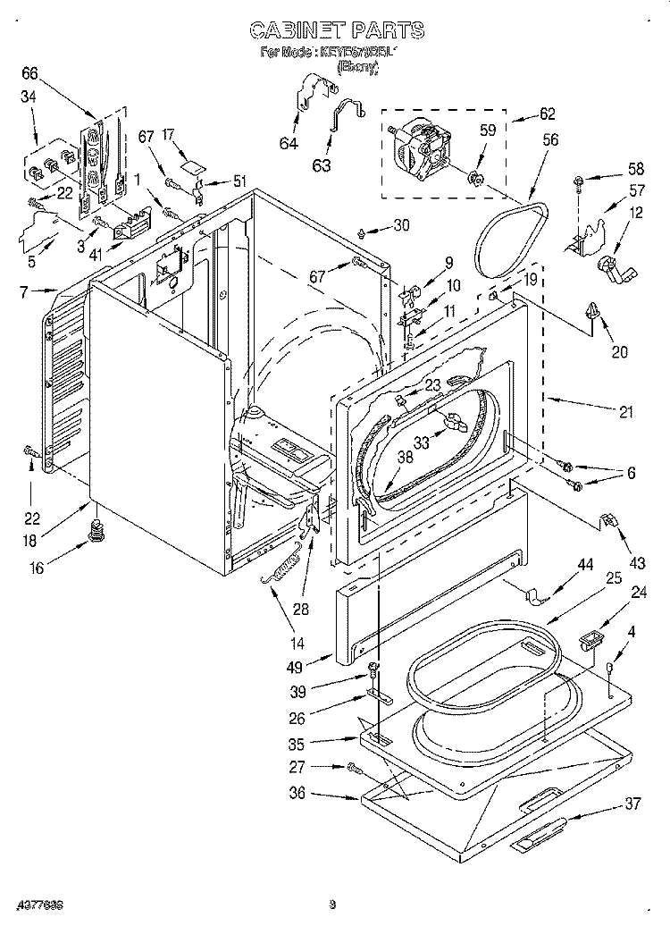 SECTION Diagram and Parts List for KEYE679BBL1  KitchenAid Dryer