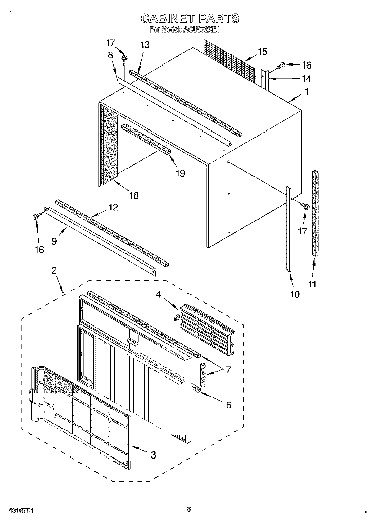 SECTION Diagram and Parts List for ACU072XE1  Whirlpool Air Conditioner