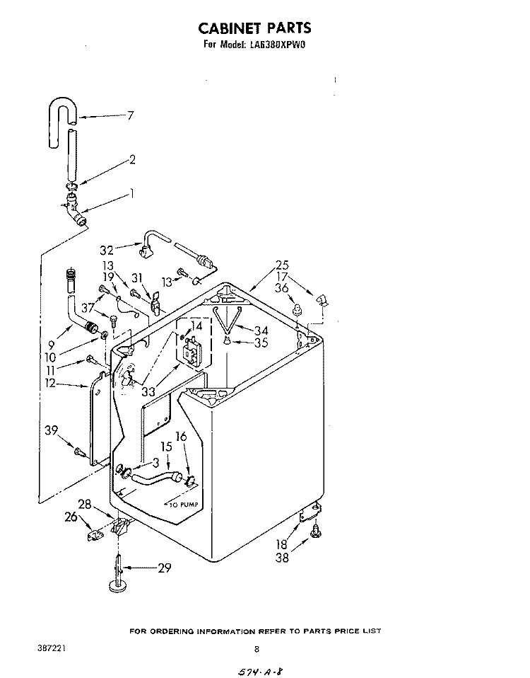 CABINET Diagram and Parts List for LA6380XPW0  Whirlpool Washer