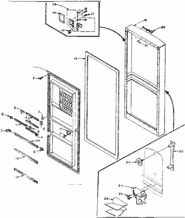 Refrigerator Door Parts Diagram and Parts List for 106M12A-F  Kenmore Refrigerator