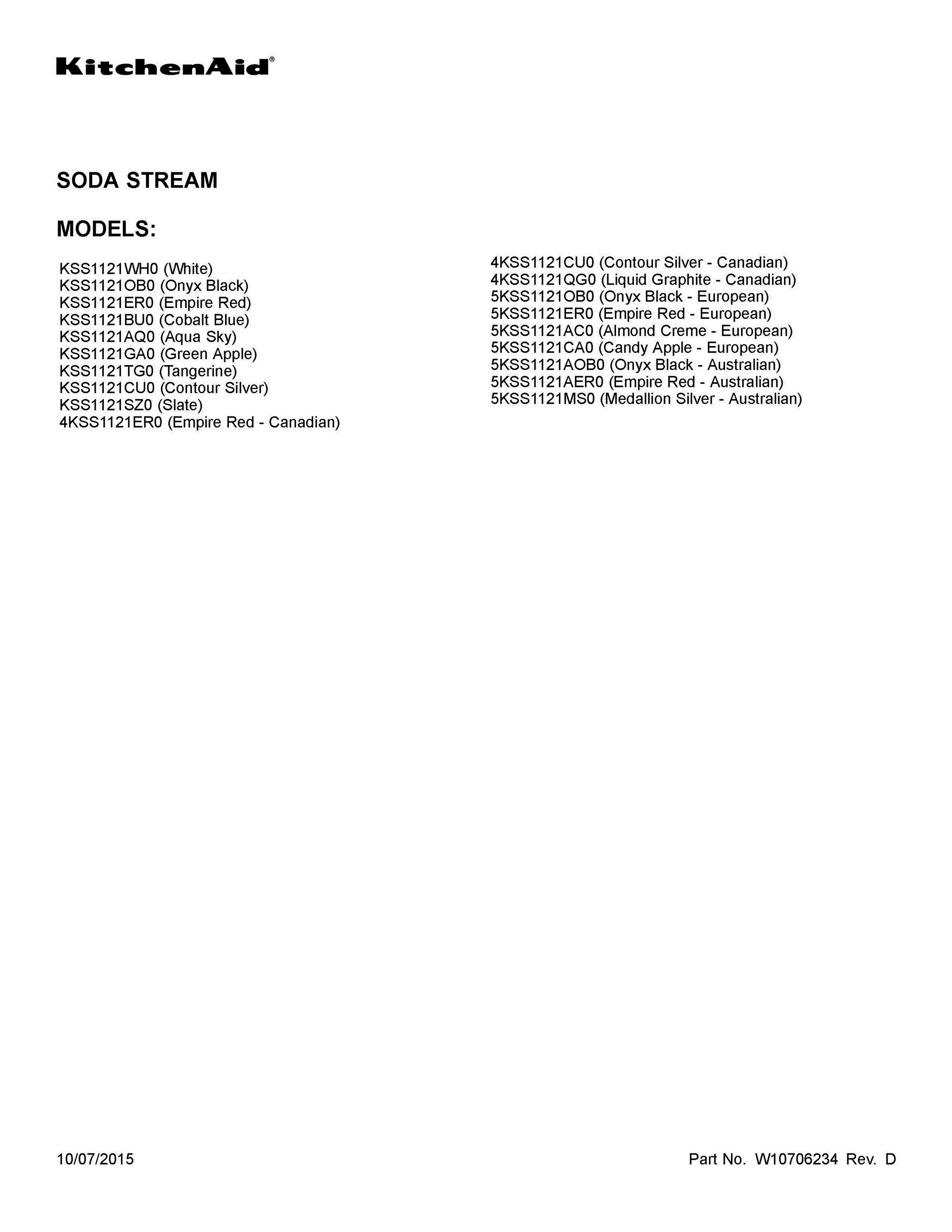 01 - COVER SHEET Diagram and Parts List for 5KSS1121CA0  Whirlpool Beverage Dispenser