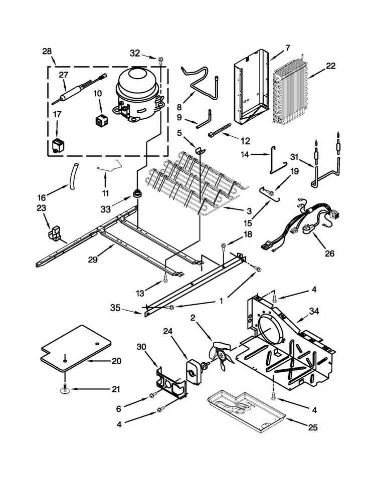 Unit Parts Diagram and Parts List for 5WRS22KNBF00  Whirlpool Refrigerator