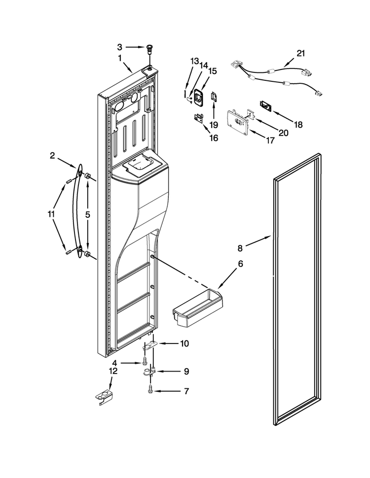 Freezer Door Parts Diagram and Parts List for KSF26C4XYY04  KitchenAid Refrigerator