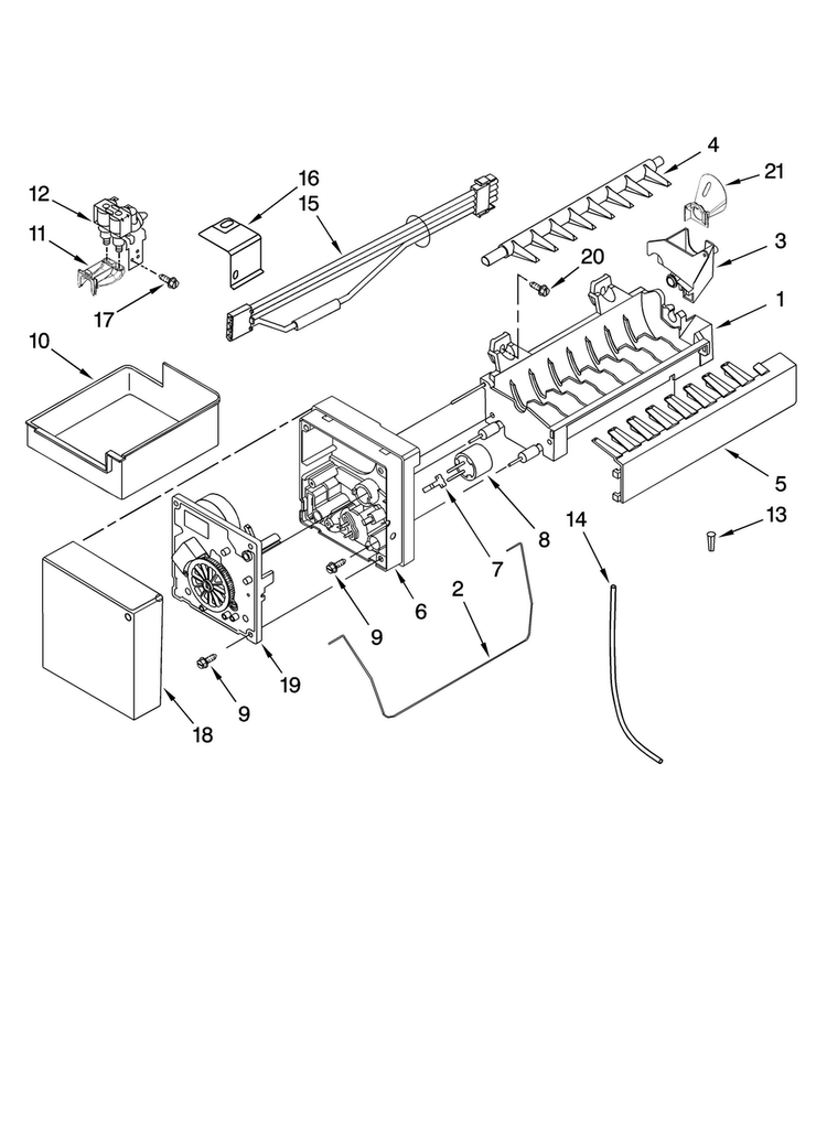 Icemaker Parts, Optional Parts Diagram and Parts List for KBLS20ETSS11  KitchenAid Refrigerator