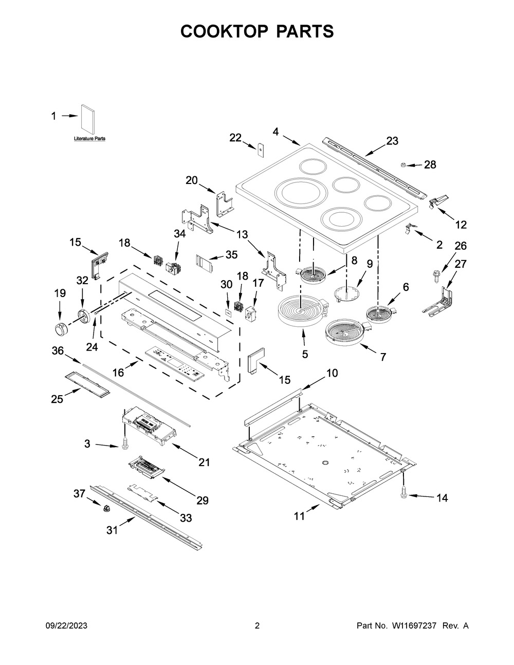 Cooktop Parts Diagram and Parts List for KSEG700ESS7  KitchenAid Range