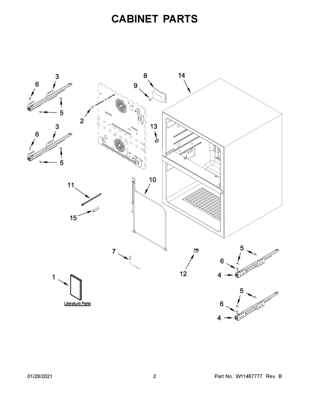 Cabinet Parts Diagram and Parts List for JUCFP242HL00  Whirlpool Refrigerator