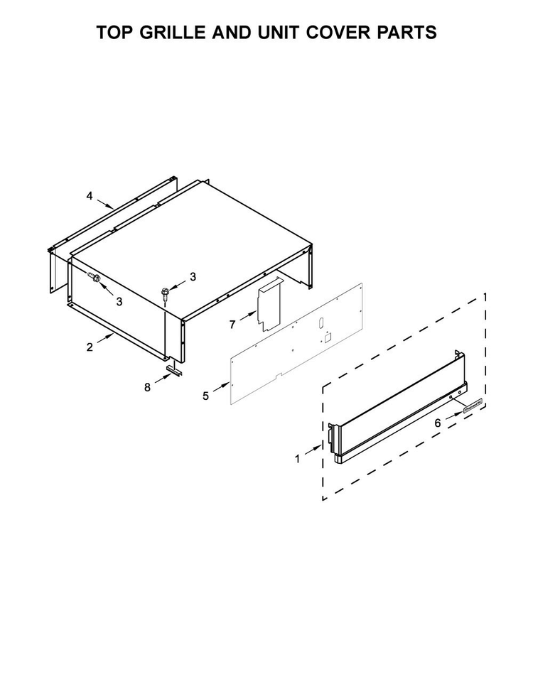 Top Grille And Unit Cover Parts Diagram and Parts List for KBSD602ESS01  KitchenAid Refrigerator