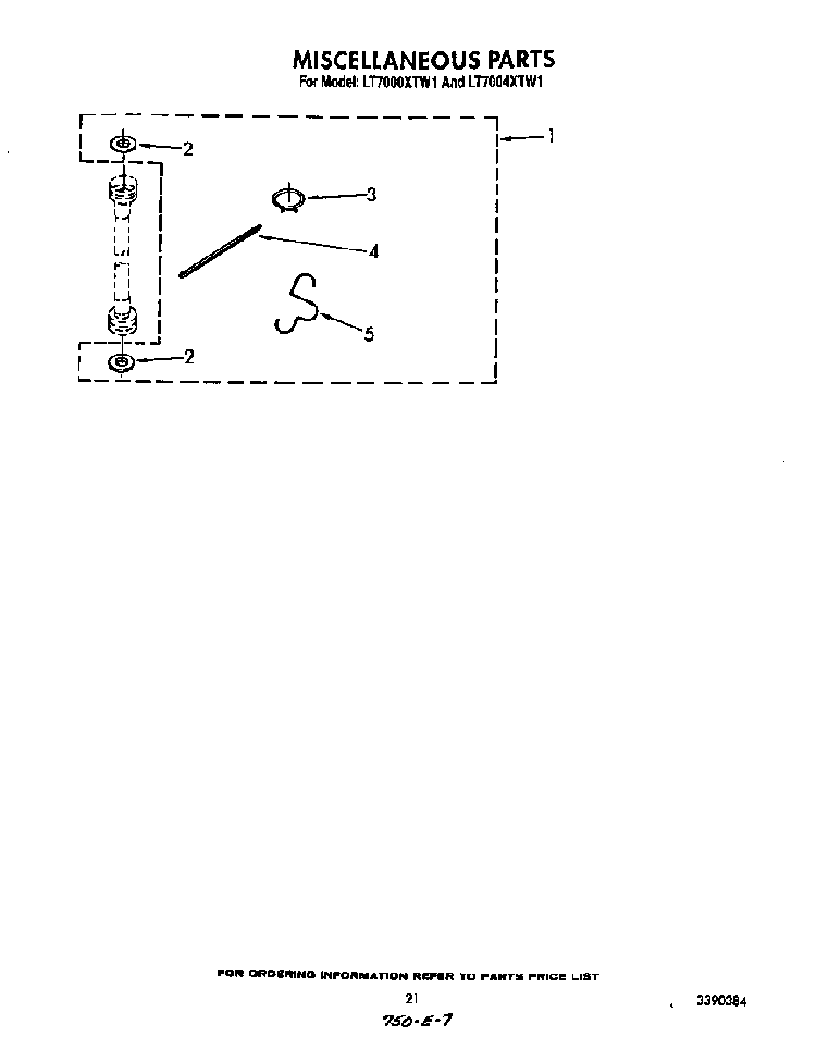 Miscellaneous Diagram and Parts List for LT5004XTW1  Whirlpool Washer Dryer Combo