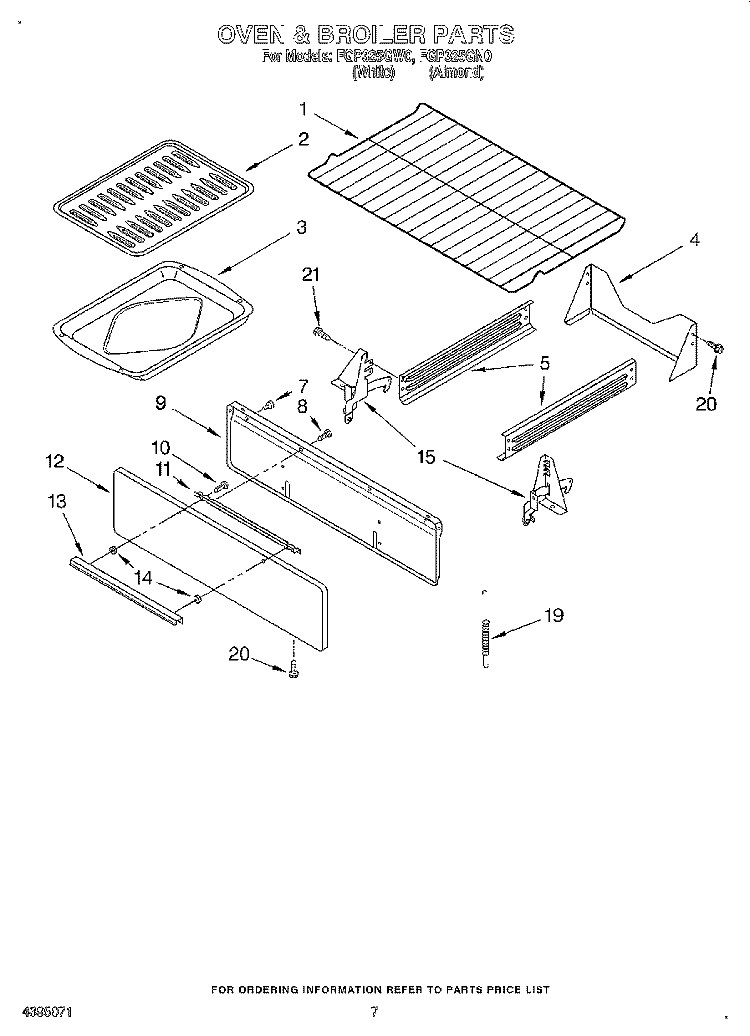 OVEN & BROILER Diagram and Parts List for FGP325GN0  Roper Range
