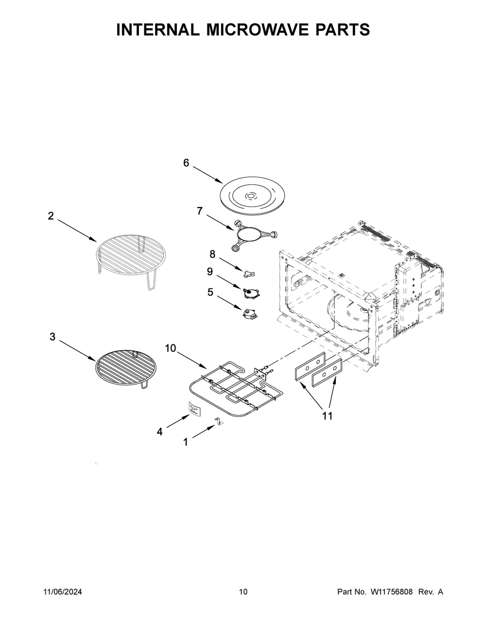 06 - Internal Microwave Parts Diagram and Parts List for JMC2427LL01  Whirlpool Microwave